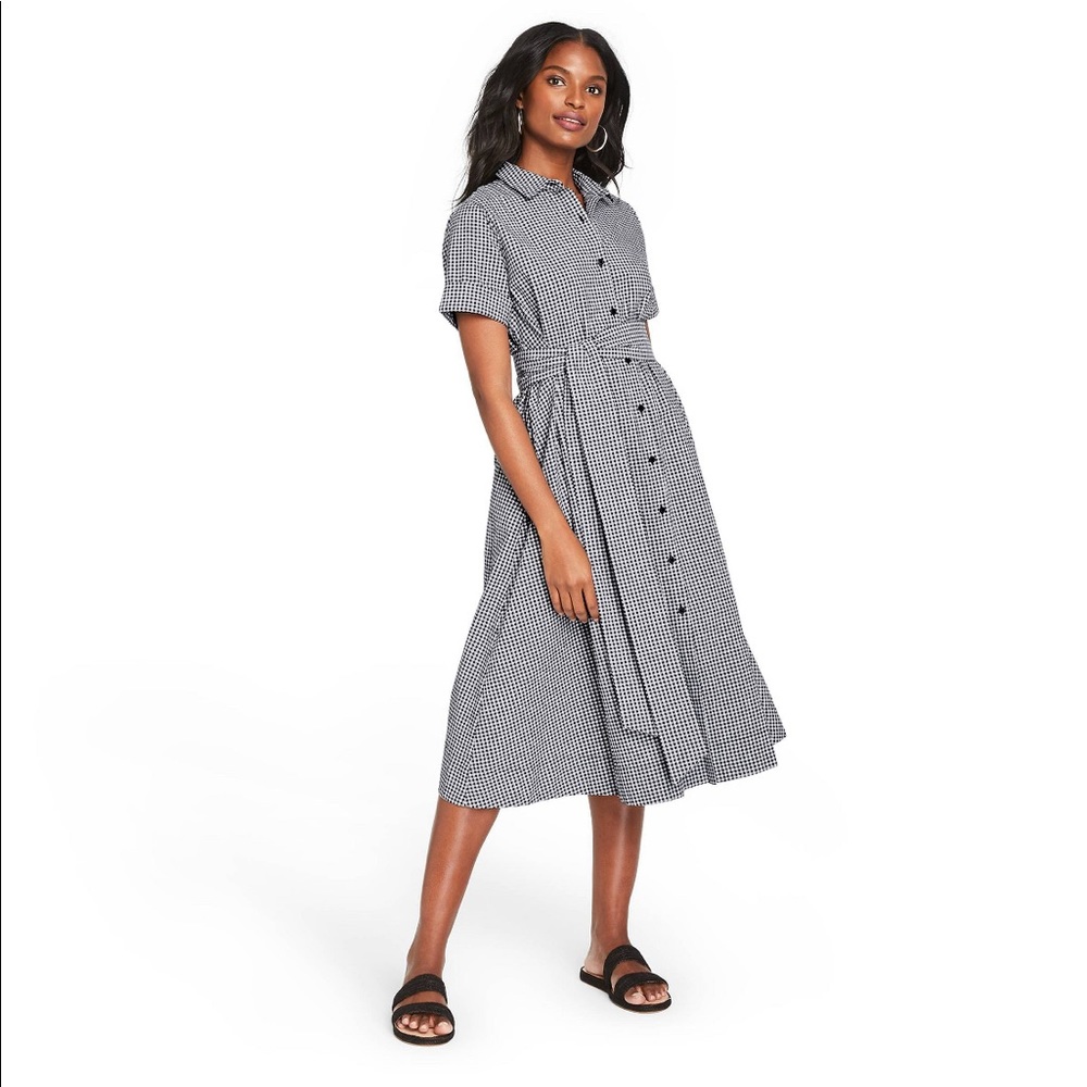 Lisa Marie Fernandez Black & White Gingham Shirt Dress